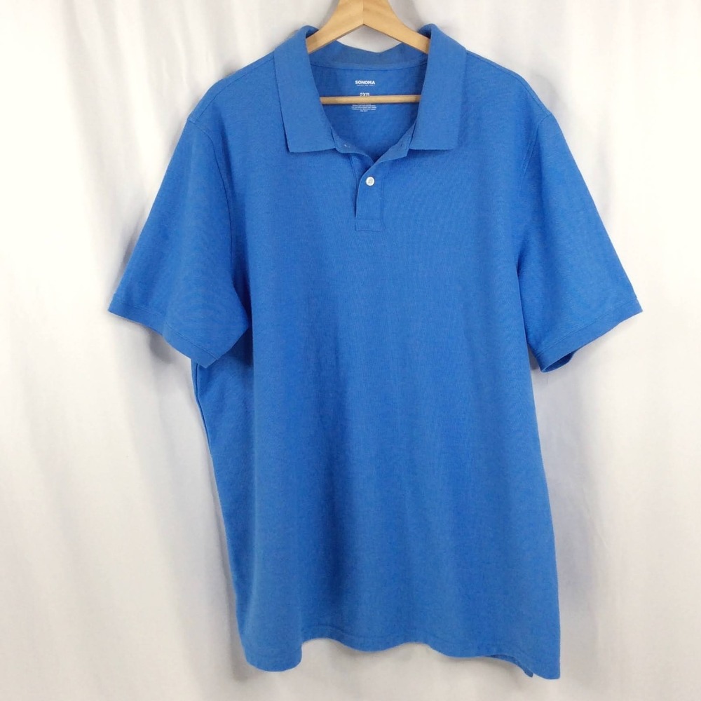 Sonoma Men's Cotton Blend Polo Shirt Size 2XB 2X Big Blue Short Sleeve